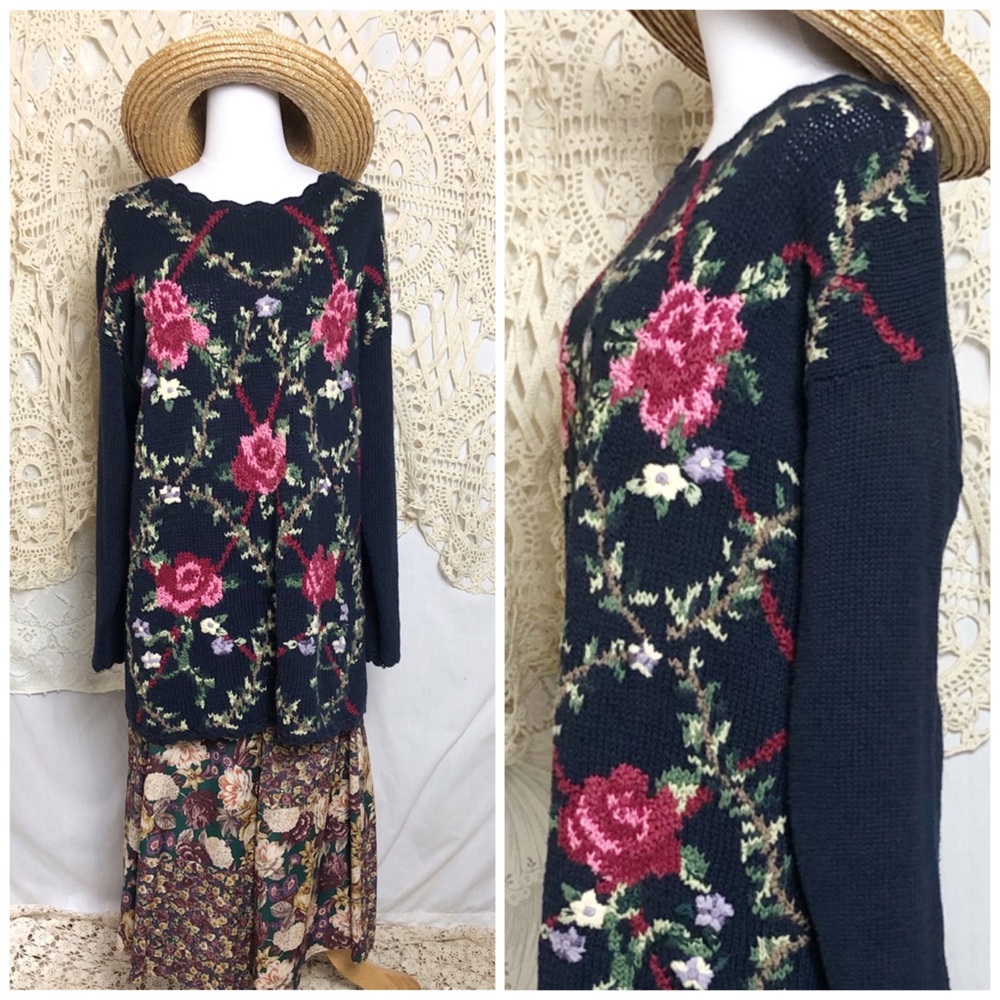 VNTG | gaudy rose knit sweater